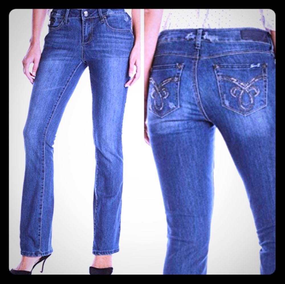 Seven7 Women's Blue Boot Cut Jeans